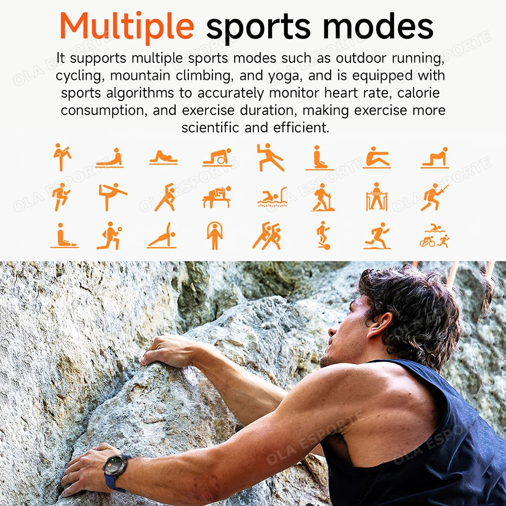 GPS Smart Watch 5ATM Waterproof Built-in Dual-band GNSS GPS Motion trajectory Military Sport Smartwatch Men 2025 New For Android