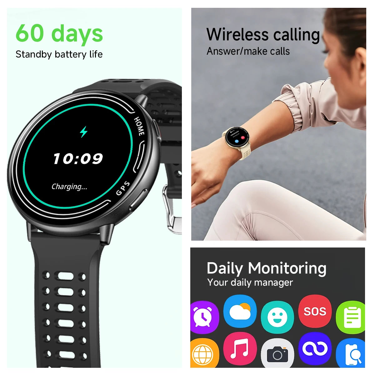 2025 Exquisite GPS Smart Watch Wireless BT Call Answer IP68 Waterproof Outdoor Sports Record Heart Rate Monitor for Men Women
