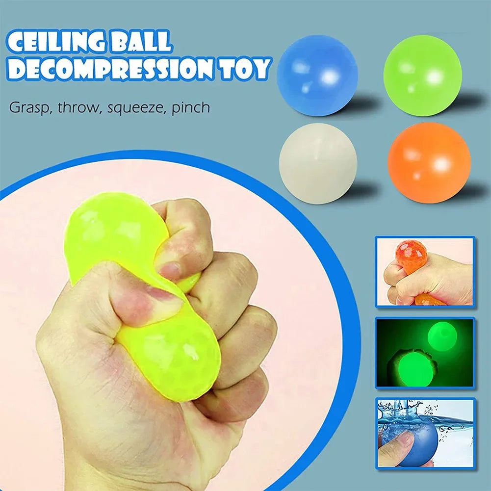 Luminous Wall Target Ball Sucker Sticky Decompression Toy Squeeze Ball Colorful TPR Stress Relief Balls Random Color