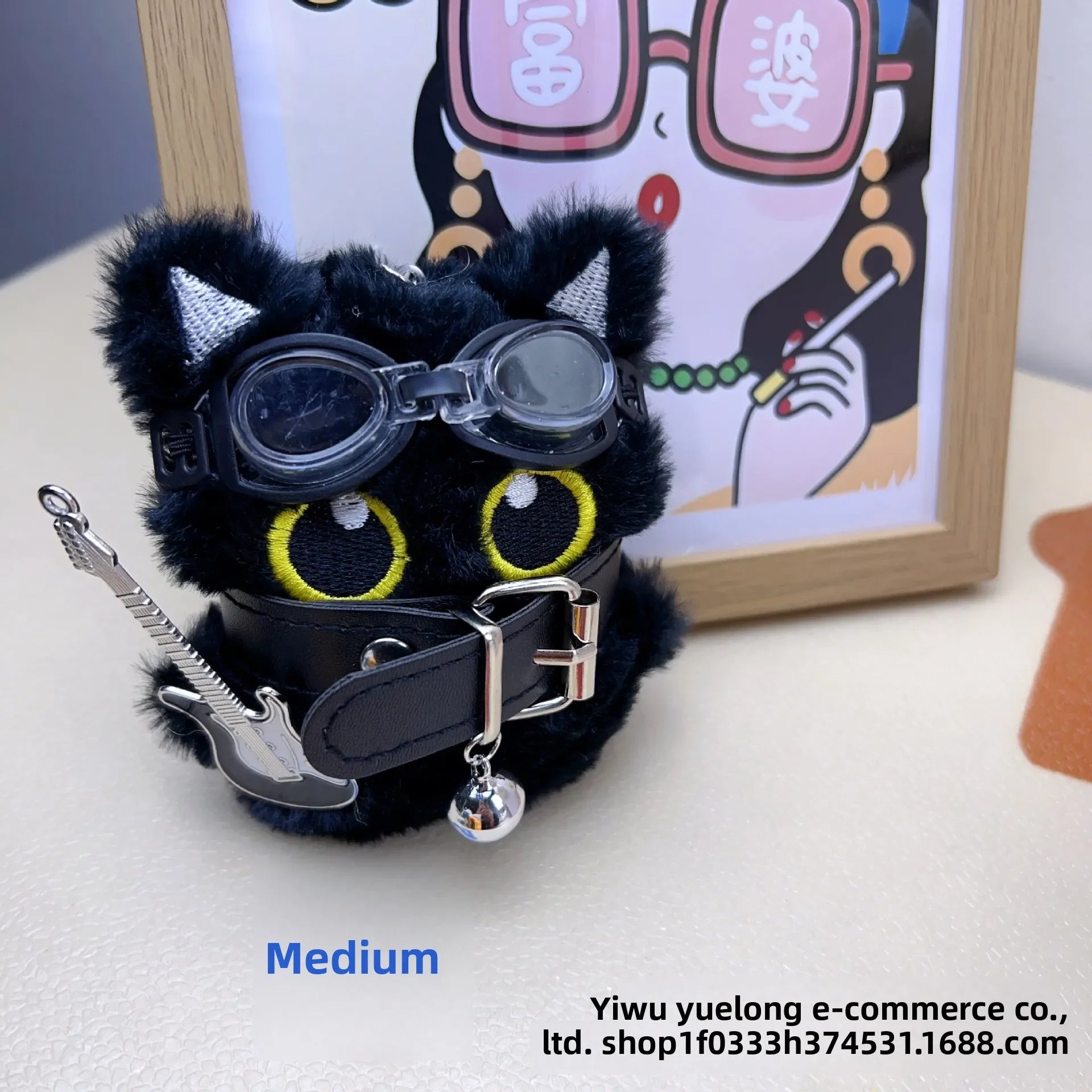 Punk Style Black Cat Keychain Cute Big Eye Cat Bag Charm  Gift