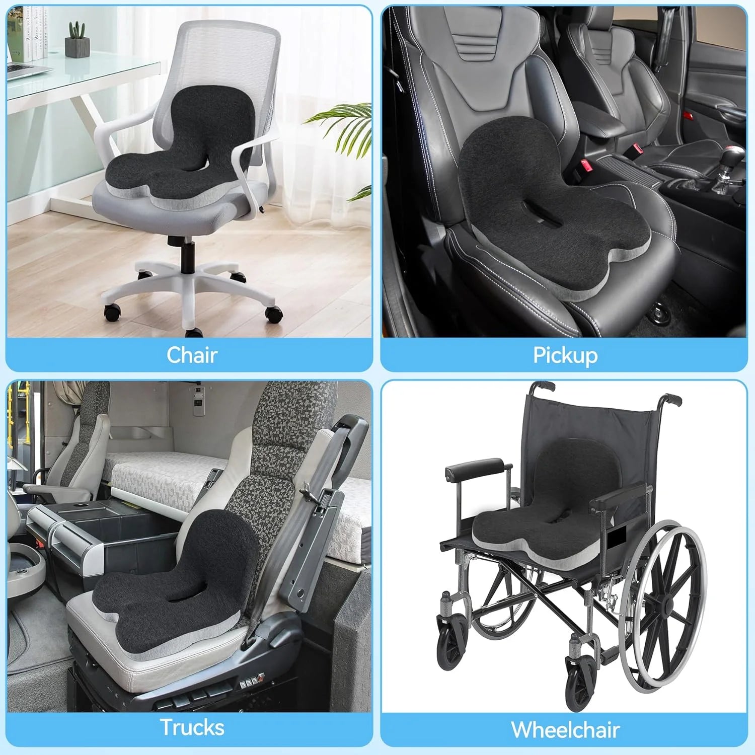 FULLHOT Memory Foam Cushion Interior Accessories Pillow Car Seat Waist Pillow Lumbar Support Office Pillow Chair Cushion