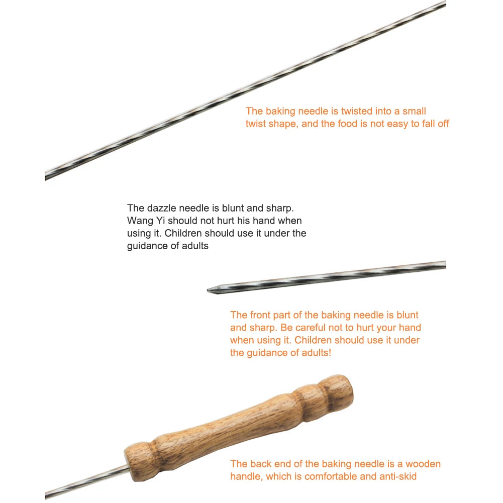 10Pcs Barbecue Skewer Reusable 8 Inch Shish Kebob Sticks with Wooden Handle for Shish Kebab Chicken Shrimp and Vegetables