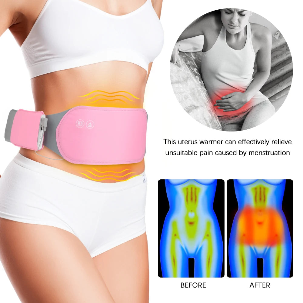 Eelctric Period Cramp Massager Vibrator Heating Pad For Menstrual Warm Uterus Belt Waist Back Massager Women Gift