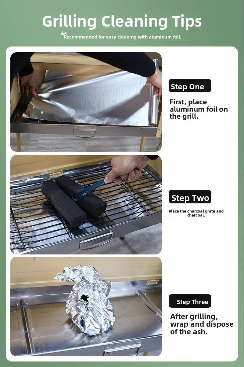 Large Portable Outdoor BBQ Grill Charcoal Grill Cooking Tool for Camping Picnic Garden Home Use Easy to Clean Easy to Carry