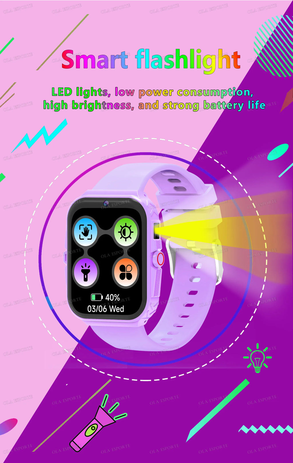 New Smart Watch For Children HD Touch Screen Camera 18 Games Sleep Monitoring Alarm Clock Calculator Birthday Gift Boy Girl HW12