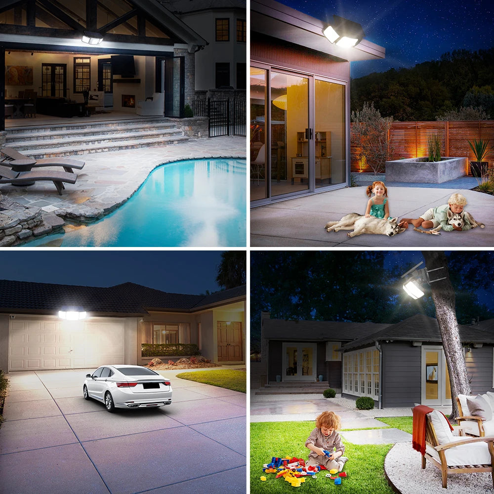 6000mah Light All Night Outdoor Solar Lights With 3 Modes Two Motion Sensors Wall Lamp Street Light For Garden Yard Path Garage