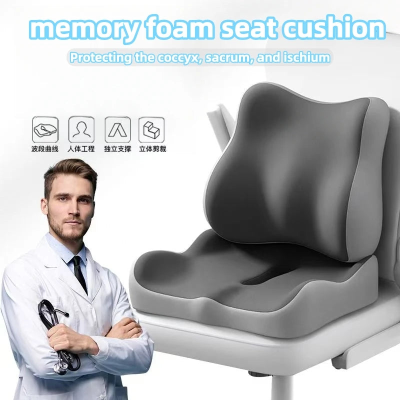 Memory Foam Seat Cushion Tailbone Sciatica Back Pain Relief Comfort Office Chair Car Seat Cushion Non-Slip Orthopedic MemoryFoam