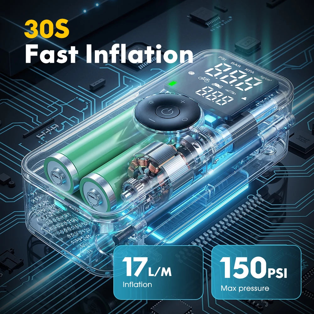 CARSUN Rechargeable Tire Inflator Digital Cordless Car Tyre Inflator For Motocycle Bicycle Balls Portable Compressor Air Pump