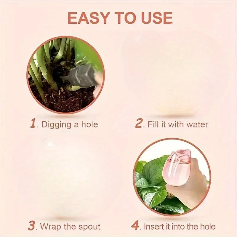 Pink tulip plant watering balls, suitable for indoor and outdoor plants, automatic plant drippers, and automatic watering