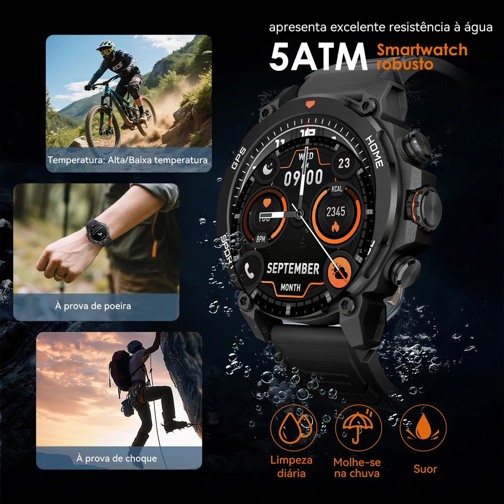 AURAFIT Reloj Hombre GPS SmartWatch 1.43 HD AMOLED GPS Integrated Telephone Llamades Deportes Smartwatch for hombres