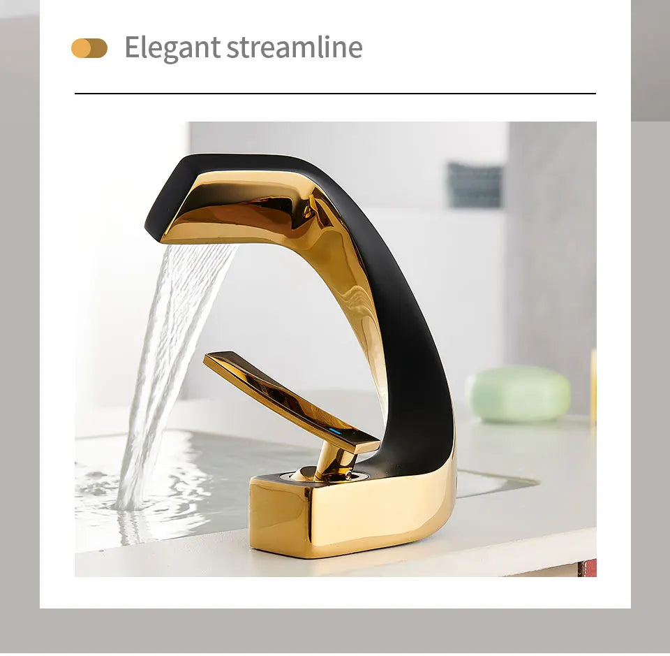 Bathroom Deck Mounted Basin Faucet Black Sink Tap Single Hole Water Tap Hot and Cold mitigeur salle de bain mixer faucet