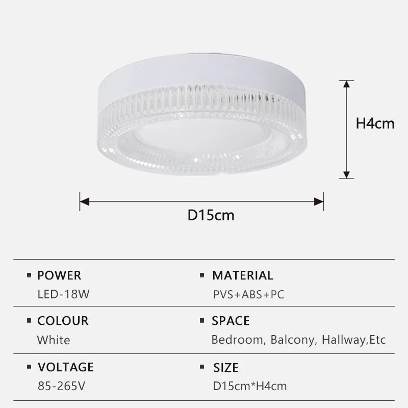 Modern LED Ceiling Light AC85-265V Circular Crystal Home Light 18W 24W 36W 48W Living Room Bedroom Kitchen Indoor Lighting