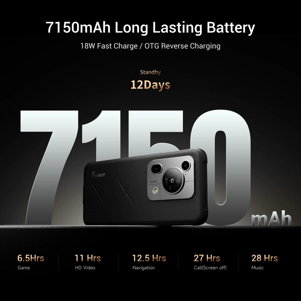 [World premiere] Fossibot F112 PRO 5G Rugged Smartphone 6.88" HD+ 7150mAh 24G(8+16)+256G Mobile Phone Android 14 50MP Cell Phone
