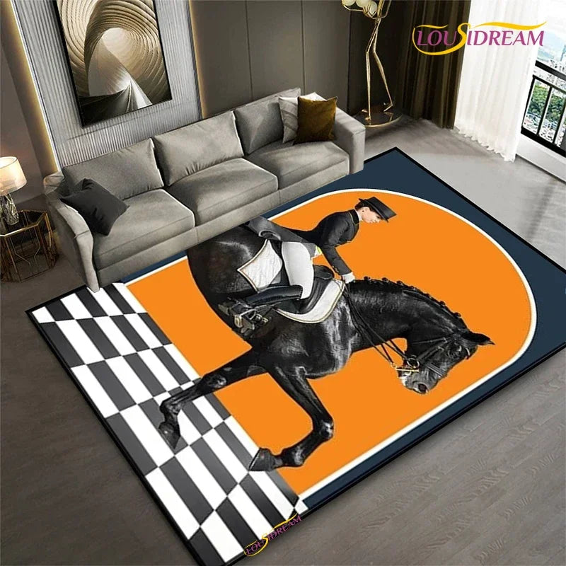 Fashion Ethnic Frame Horse Carpet Living Room bedroom yoga rugs kitchen Door Kids Un-Slip Mats Alfombra birthday gift Poster Mat