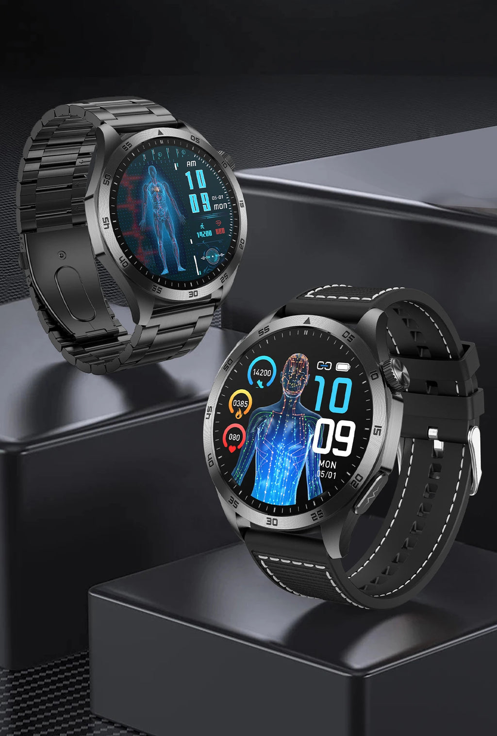 For iOS Android New Health Measurement SmartWatch Men Blood Oxygen Uric Acid ECG+PPG Body Blood Pressure HD Bluetooth Call Watch