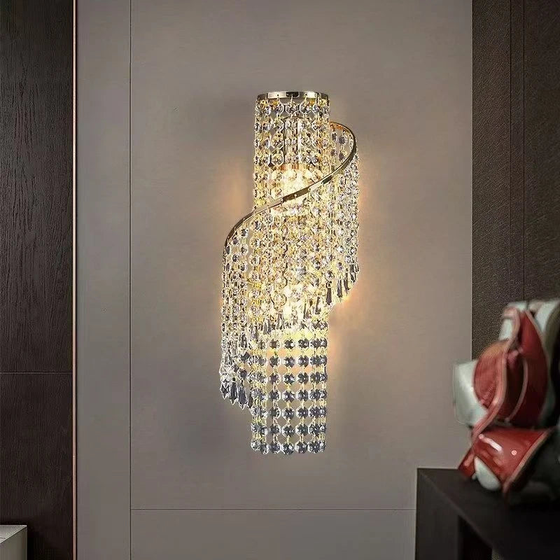 Luxurious Golden Crystal Wall Lamp - Led Wall Lamp. Suitable For Living Room, Bedroom, Corridor And Home Decoration.