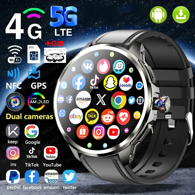 16GB+256GB RAM 4G Smart Watch 1.95 inch AMOLED 2100mah Battery 900W Camera GPS WIFI Google APPS Download Smartwatch Android 9.0