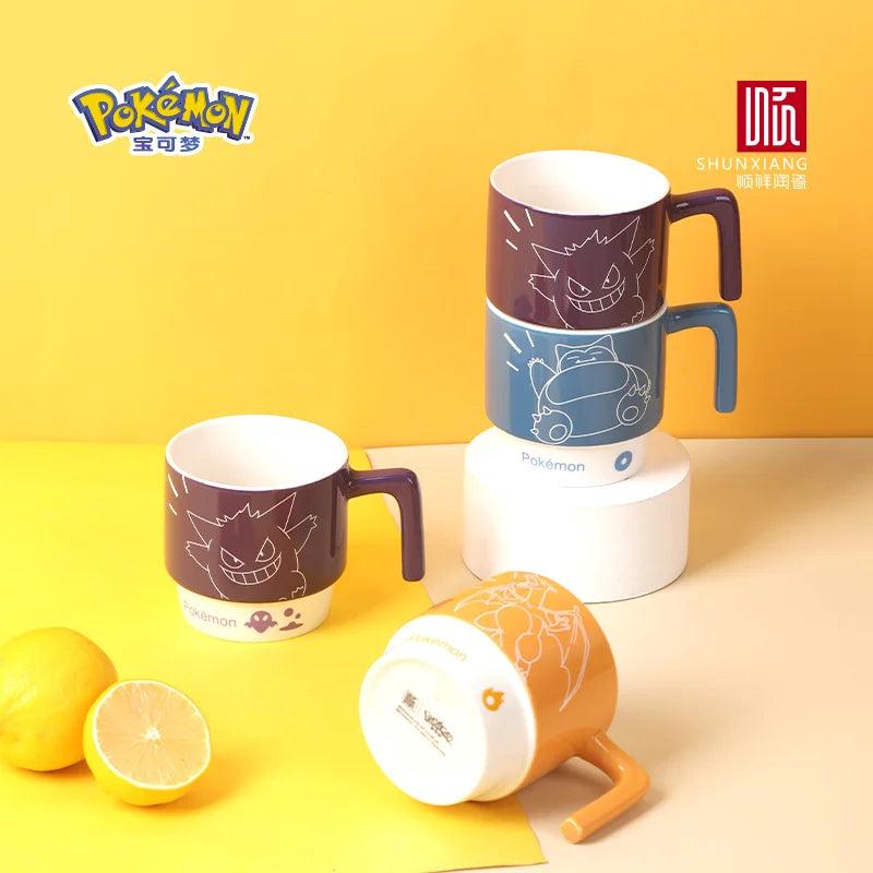 SHUNXIANG Pokémon Licensed Cartoon Ceramic Mugs Stackable Coffee Milk Tea Cups Cute Pattern Children Milk Cup Gift