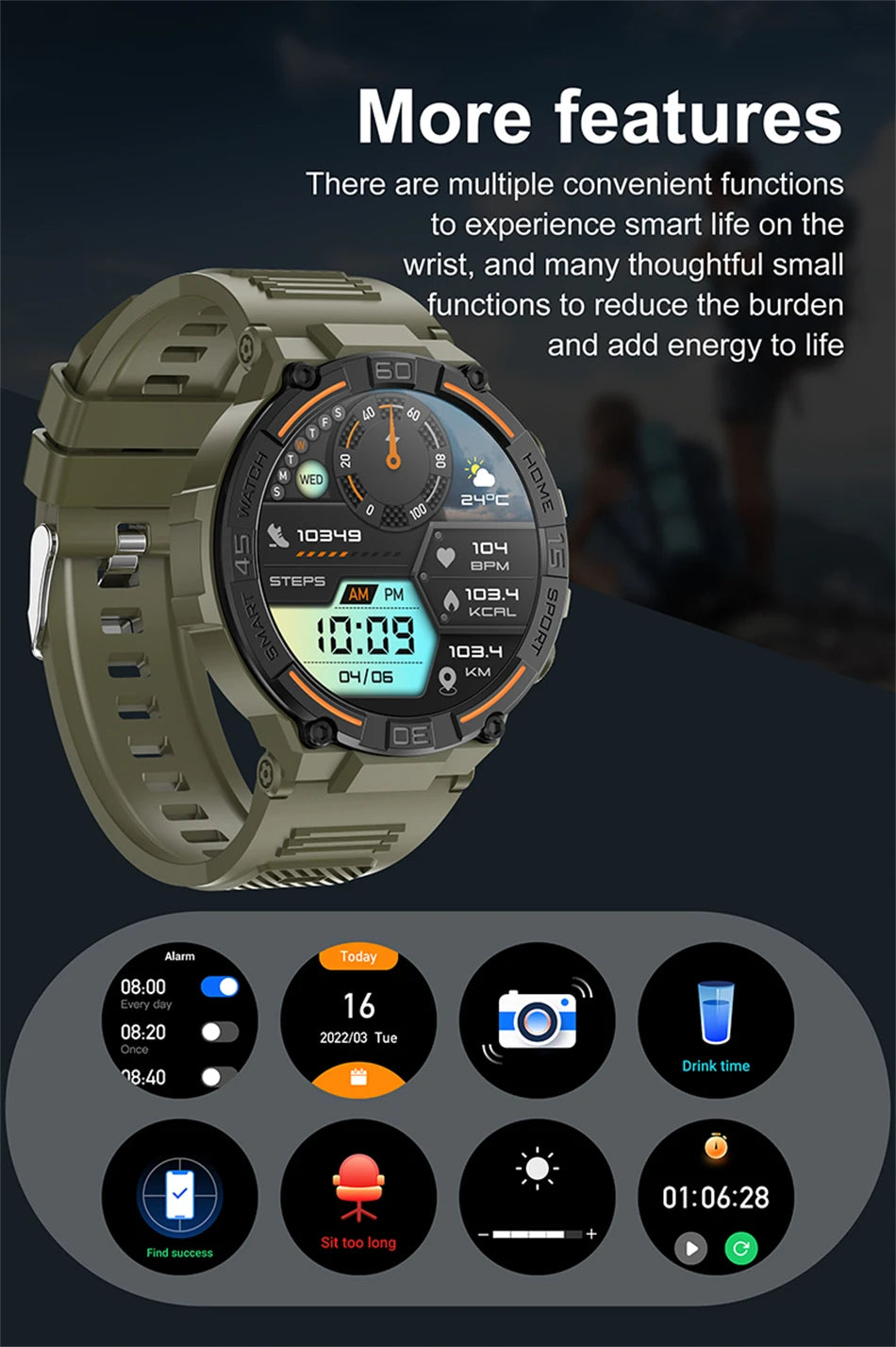 2026 New Military Outdoor Smart Watch GPS 1.52" Ultra HD Display Bluetooth Call Heart Rate IP69K Waterproof AI Smartwatch Men