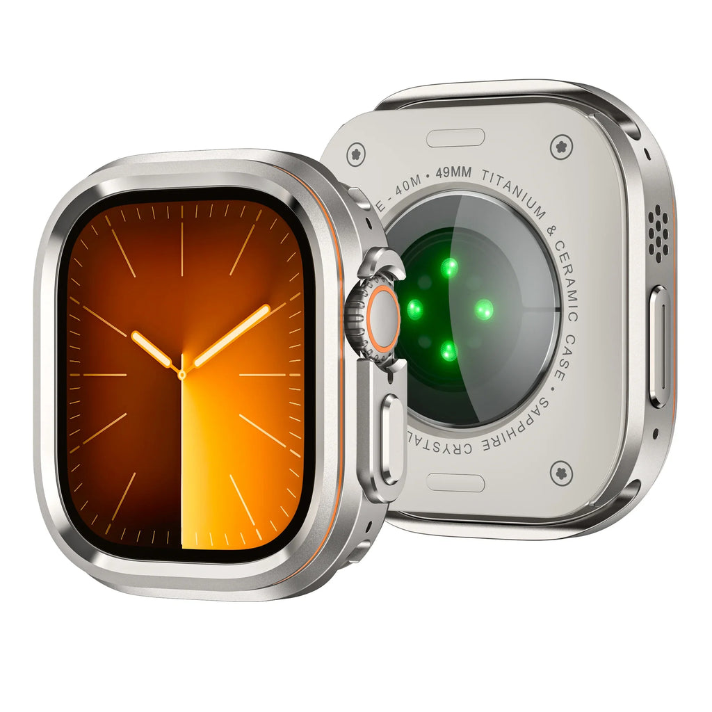Halo Style Case for Apple Watch Ultra 2 3 49mm Metal Alloy Cover Hard Bumper for IWatch Ultra Full Protector Natural Black Color