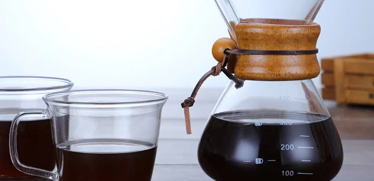 Hand Glass Coffee Kettle with Stainless Steel Filter Drip Brewing Hot Brewer Coffee Pot Dripper Barista Pour Over Coffee Maker