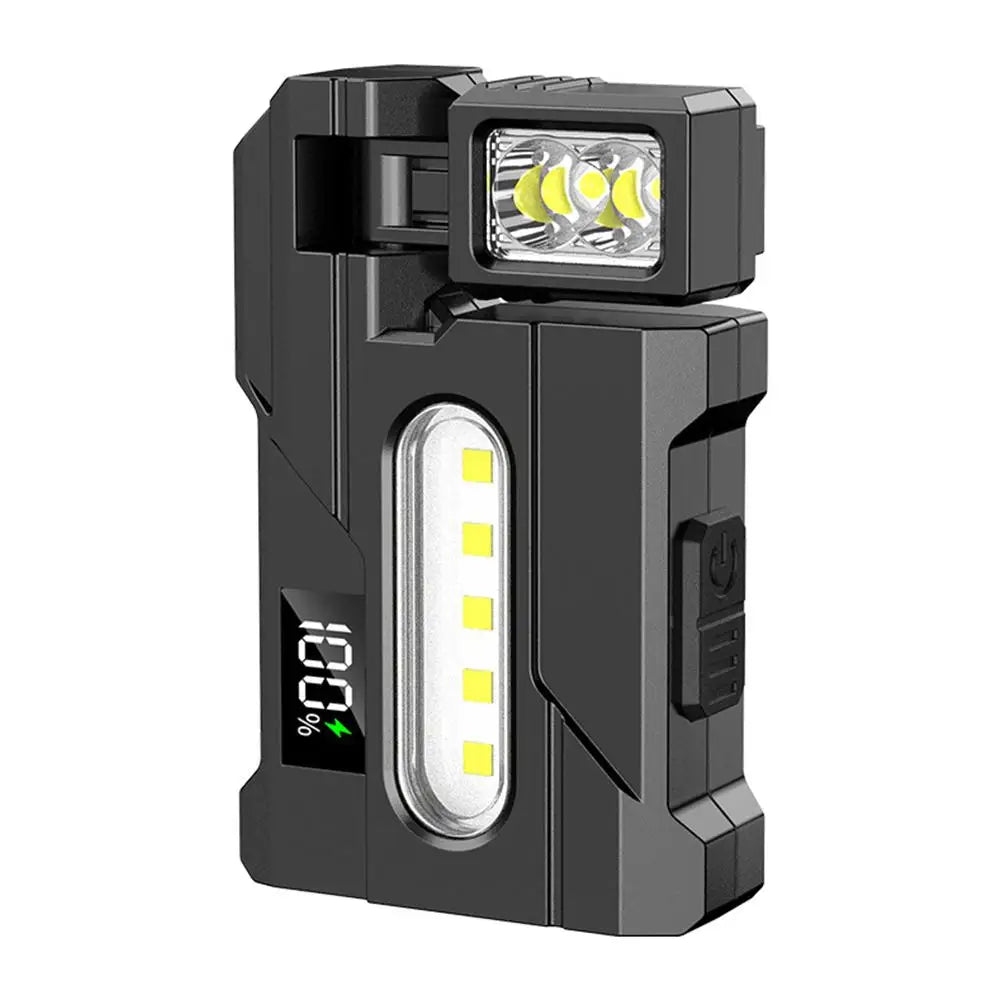 Outdoor Adjustable Angle Flashlight 1200 Lumens COB LED Zoomable Work Light USB Rechargeable Torch for Camping Hiking