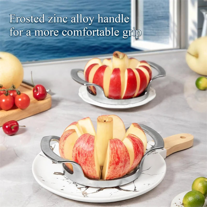 Stainless Steel Apple Slicer Fruit Cutter with Frosted Handle Upgraded 8 Blade Sharp Divider Fruit Cutter Vegetable Corer Peeler