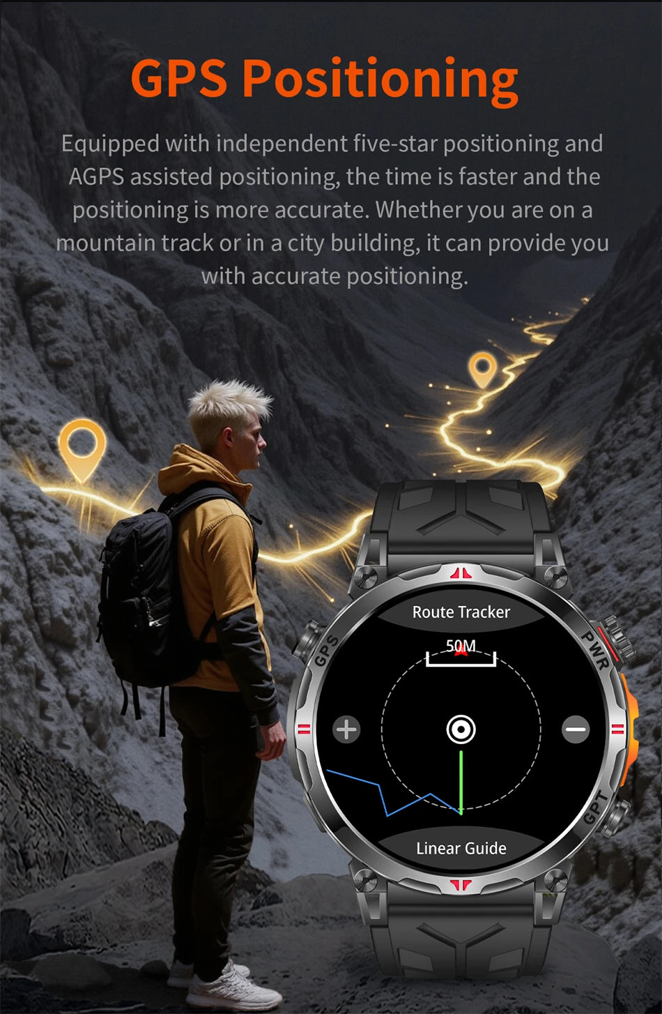 2025 New Professional GPS Sports Smart Watch Outdoor RIDE Run GPS track Swim Watchs Compass Altimeter 5ATM Sports Bracelets Men