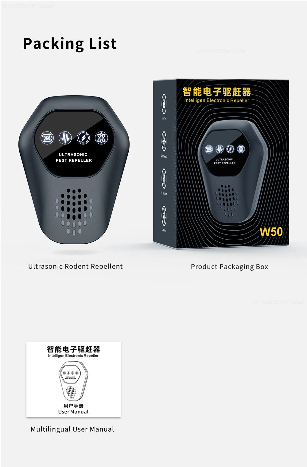 Ultrasonic Mosquito Repeller Rat Repeller Intelligent High-power Warehous Kitchen Variable Frequency Cockroach Pest Repeller New