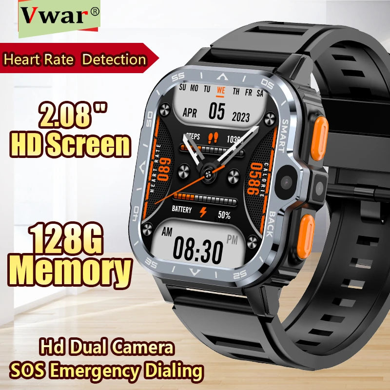 4G Smart Watch Android 8.1 4GB RAM 128G ROM Wifi Dual Camera SIM Card Fitness Tracker Google Play Heart Rate Rugged Smartwatch